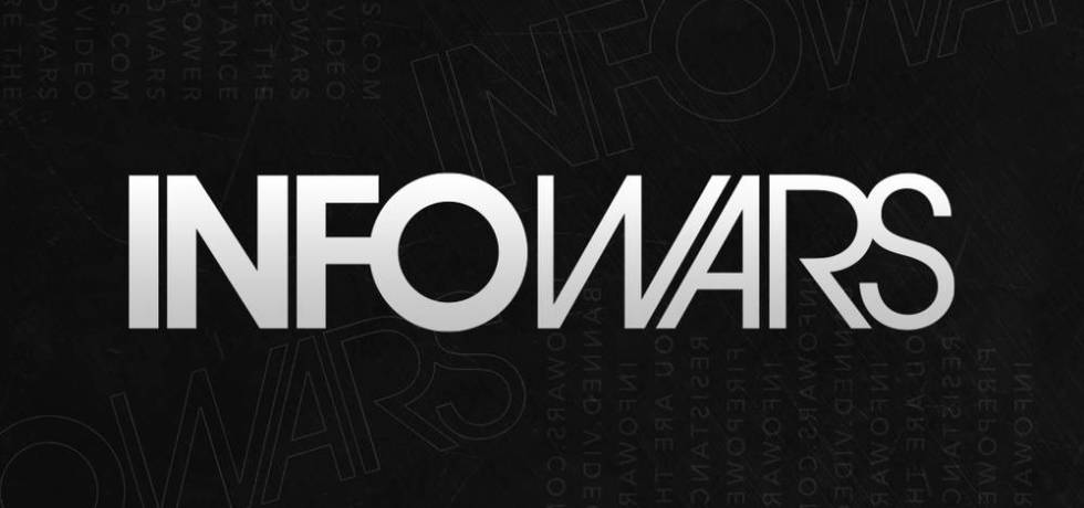 White Infowars Original Logo on a Black Background